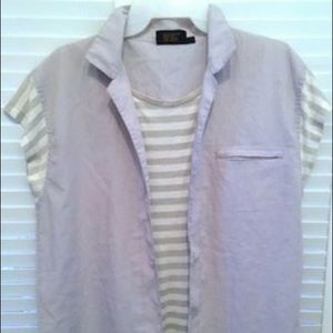NRG GRAY & WHITE STRIPED SLEEVELESS TOP MEDIUM